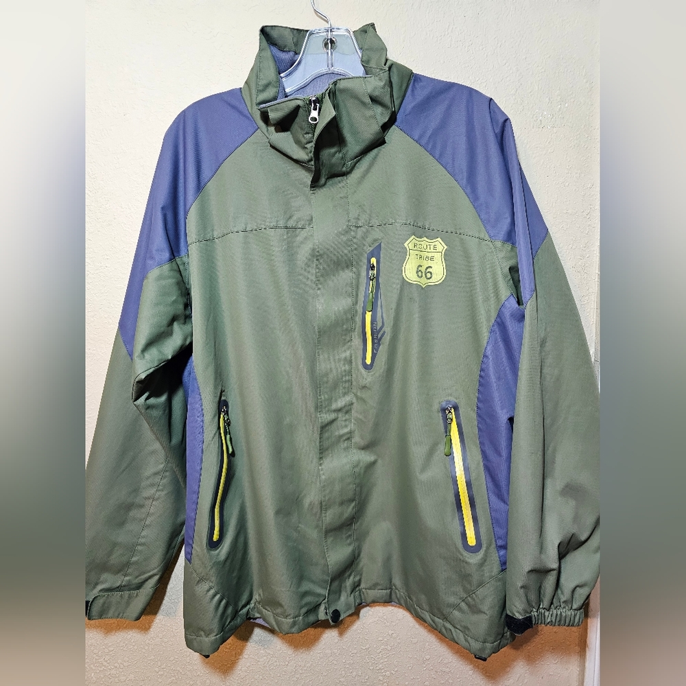 Vtg route 66 tribute outdoor Wing breaker  olive men's size large !!!
